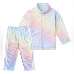 Adidas Sz 2 Toddler  Girls 2-Pc Iridescent-Print Tricot Unicorn Pastel Tracksuit